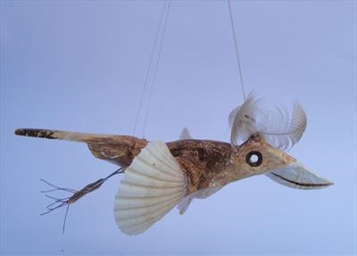 Plumed flying bird by Dianne Preston, Sculpture, mixed media